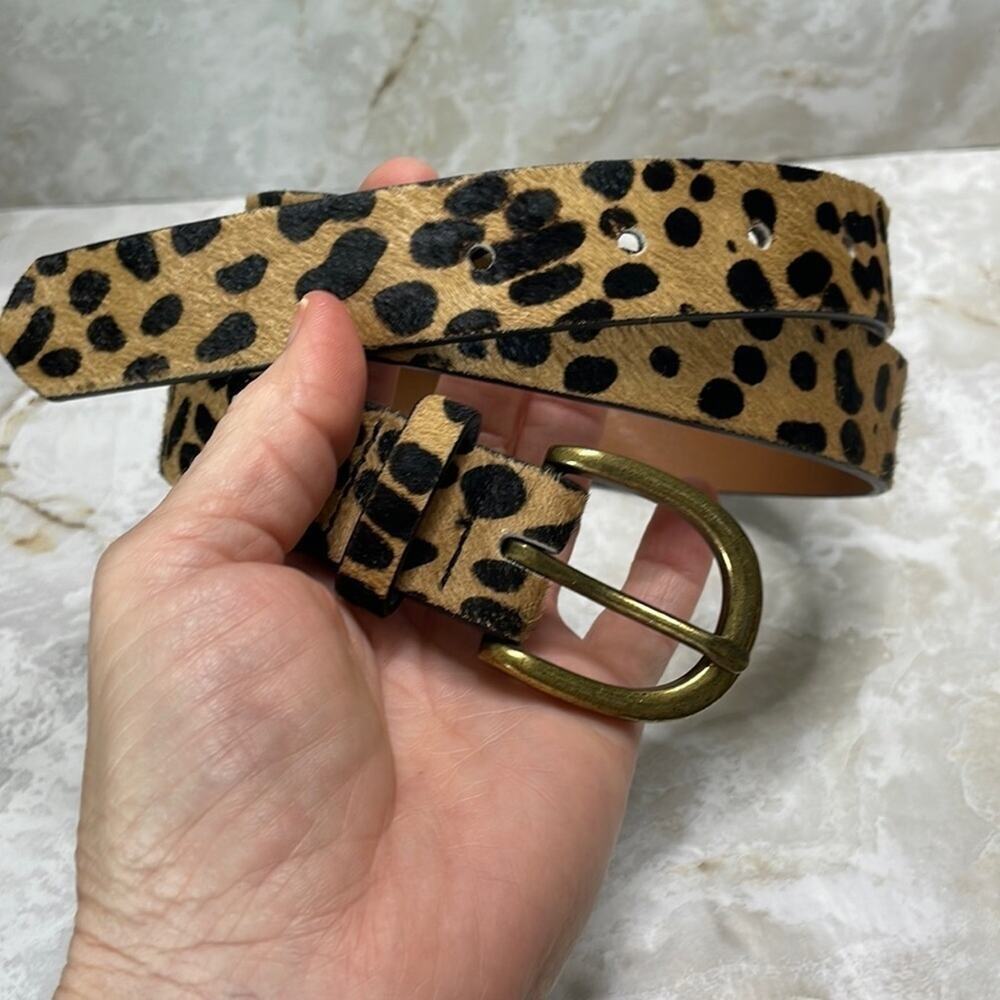 Western style spotted cowhide belt
